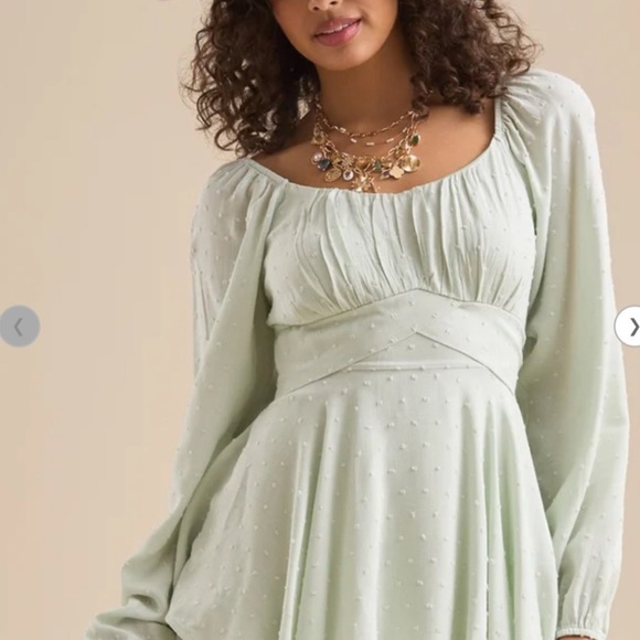 Altar'd State Mini Hailey Mint Green Bow-Back Dress Romper - Picture 4 of 8